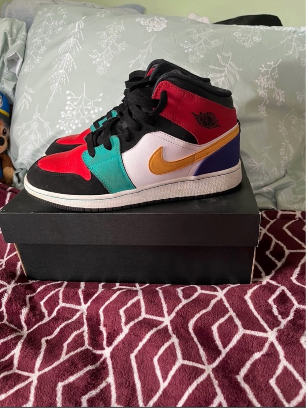 Nike Multicolor High-Top Sneakers with Gold Swoosh
